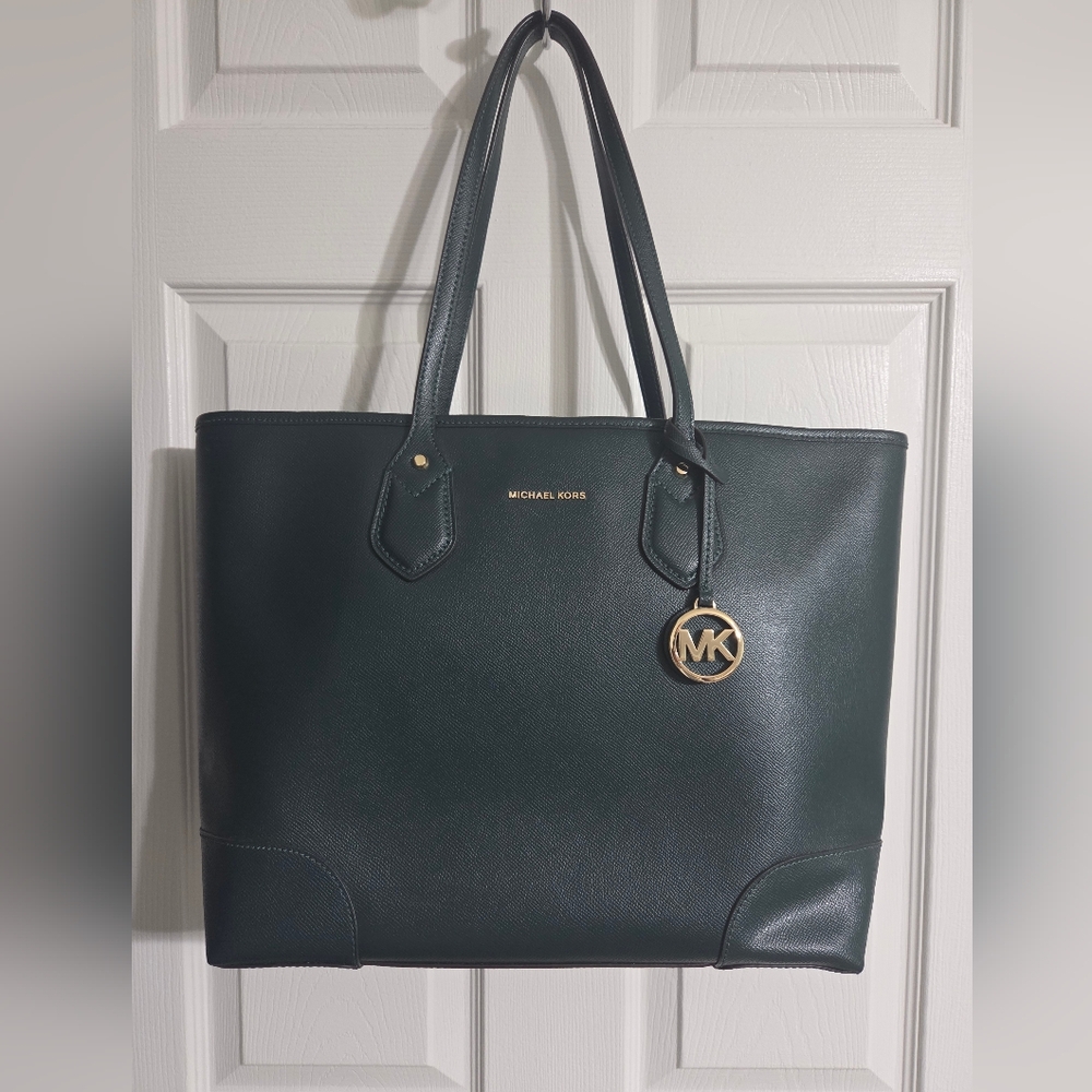 Michael Kors Dark Green Tote Bag With Dust Bag